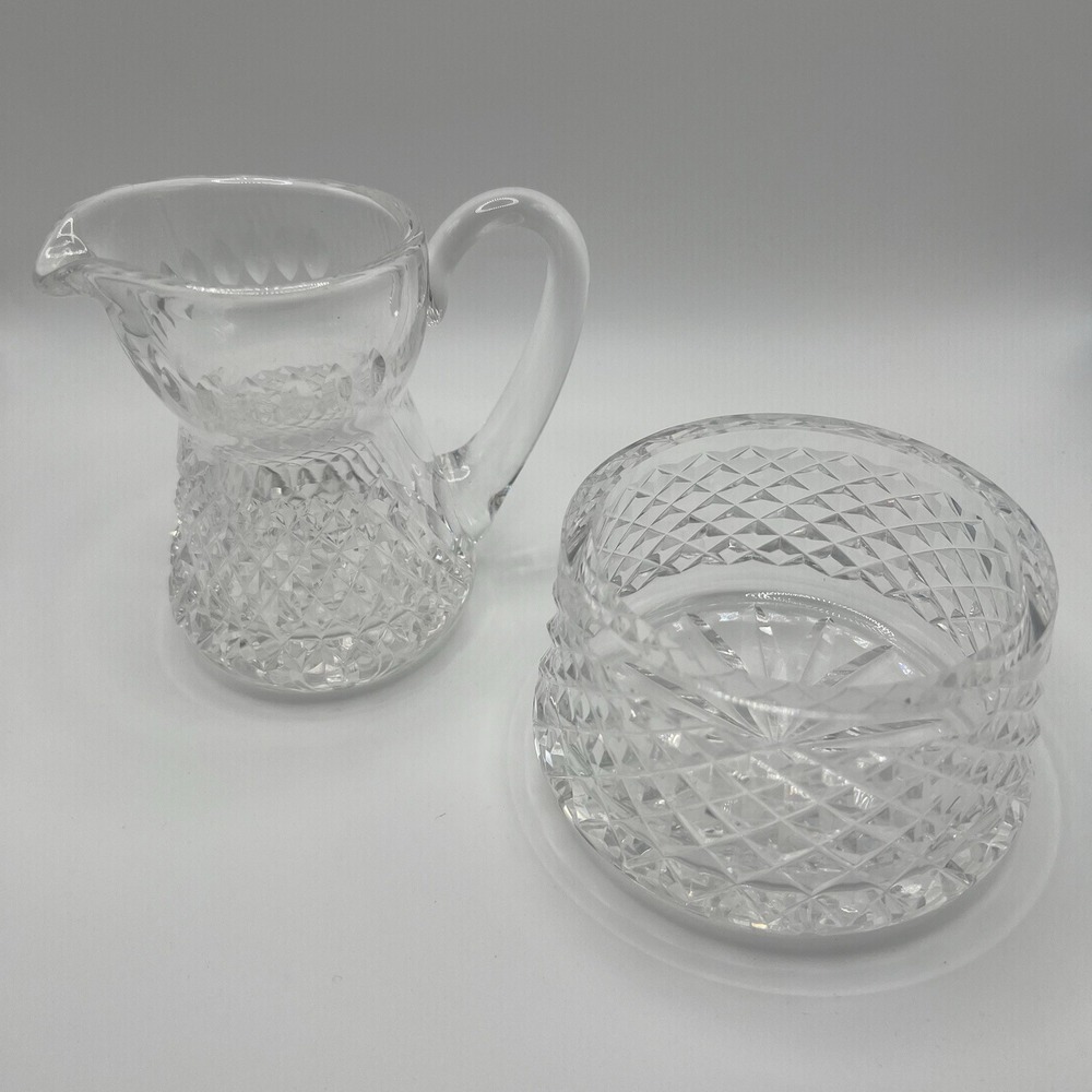 Waterford Crystal Creamer Small Pitcher & Sugar Bowl Set ☘️ Rare vtg Irish Cut